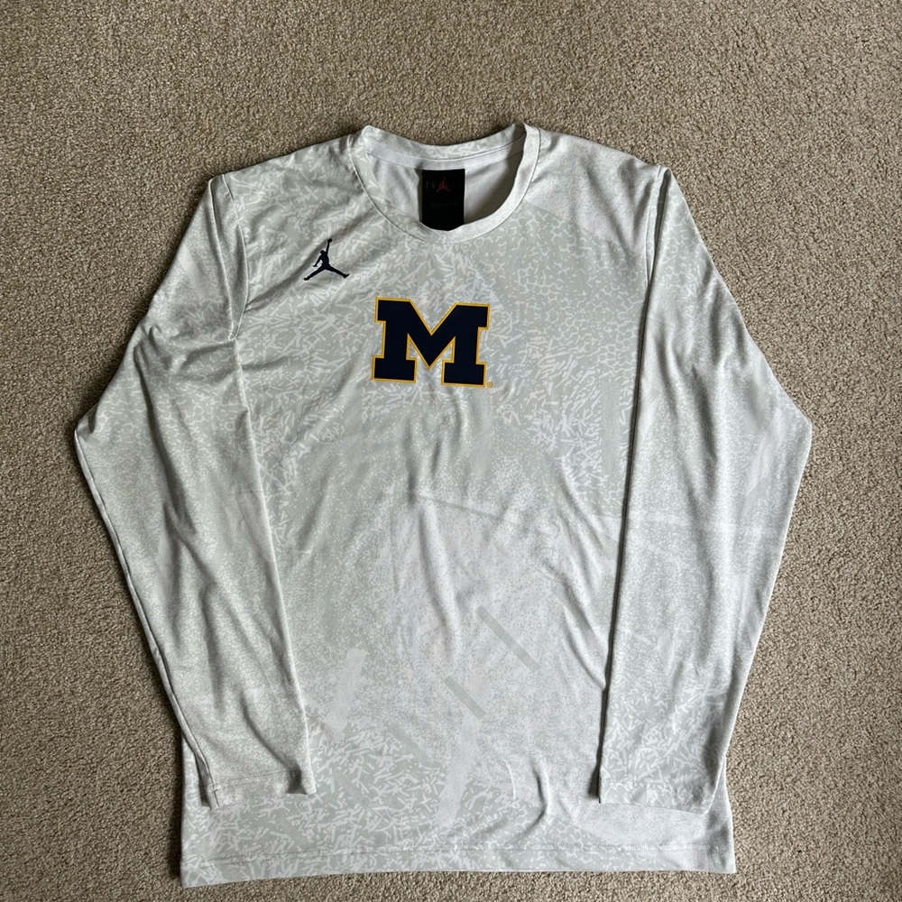 University of Michigan Jordan White Long Sleeve Men's Shirt